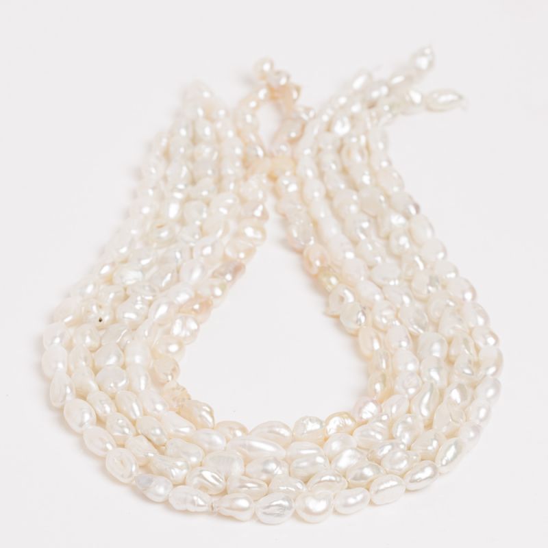 Pietre Semipretioase - Perle de cultura baroc alb 6-8 mm - magazinuldepietre.ro