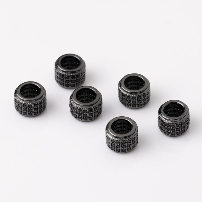 Accesorii - Distantier cupru placat negru tub 6x7.5 mm zirconiu negru orificiu 4.5 mm - 1 buc - magazinuldepietre.ro