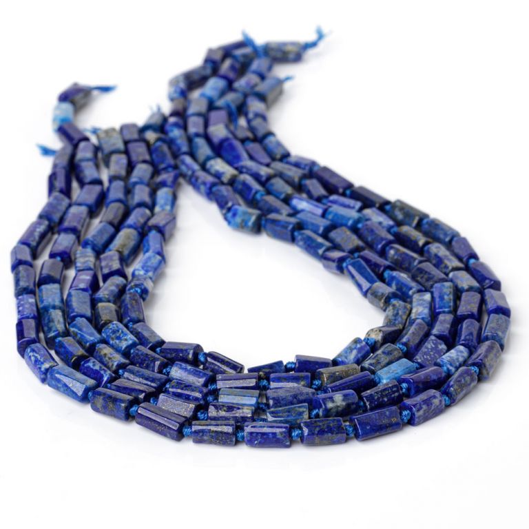 Lapis lazuli tuburi neregulate cu fatete 6 mm I Magazinuldepietre.ro - magazinuldepietre.ro